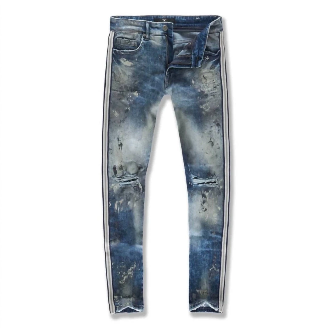 Outlet ❤️ Jordan Craig Men'S Sean Sugar Hill Striped Denim Jean in London Blue ⭐ 4 Outlet ❤️ Jordan Craig Men'S Sean Sugar Hill Striped Denim Jean in London Blue ⭐ - Image 2
