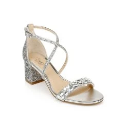 Brand new 😉 Jewel Badgley Mischka JW4025 👩 Womens Rhinestones Ankle Strap Block 👠 Heels ✔️