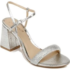 Best Pirce 👏 Jewel Badgley Mischka Earlene 👩 Womens Rhinestone Ankle Strap 👗 Dress 🩴 Sandals 👍