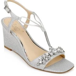 Best Pirce 🛒 Jewel Badgley Mischka Oakes 👩 Womens Rhinestone Slingback Evening 🩴 Sandals 👏