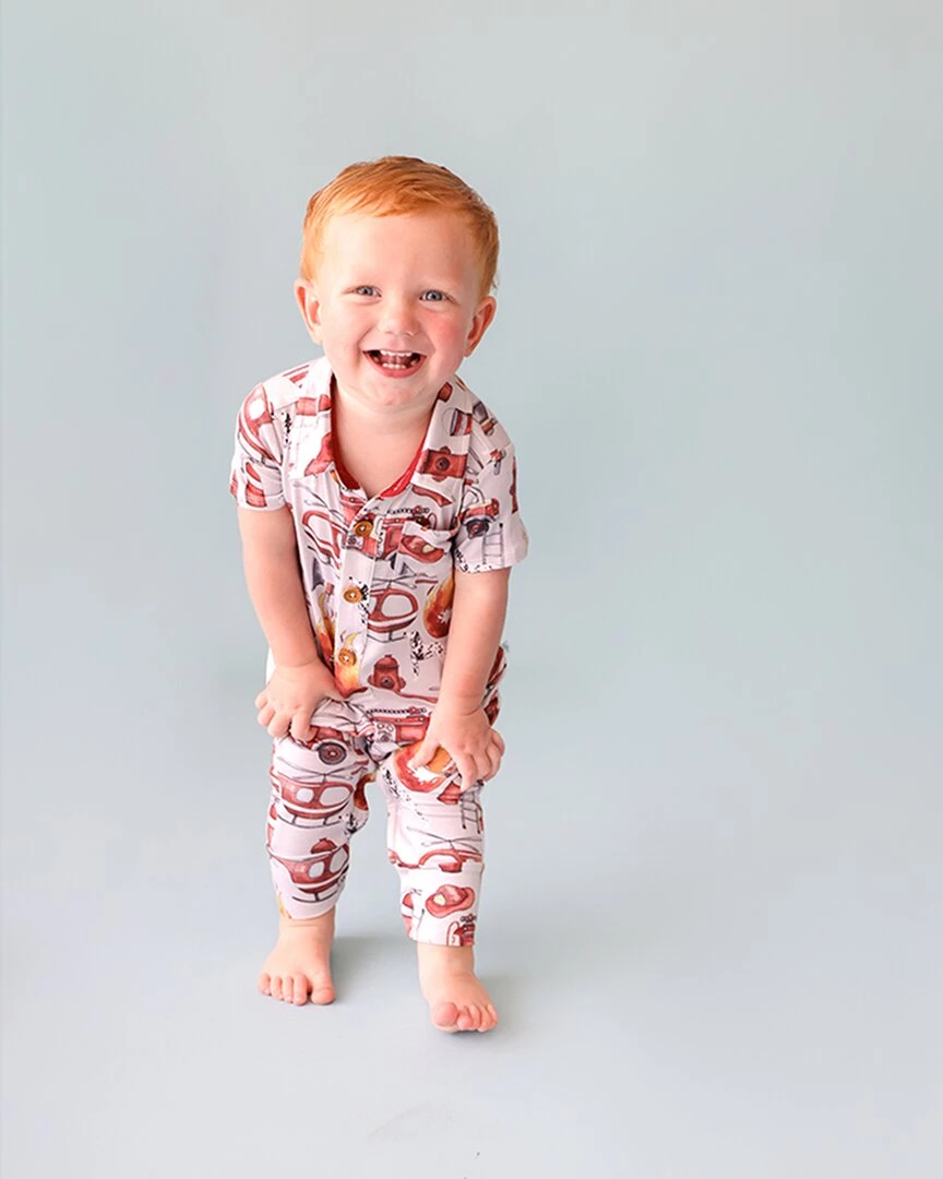 Cheapest ❤️ kids Posh Peanut Firemen Henley Long Romper ⭐ 4 Cheapest ❤️ kids Posh Peanut Firemen Henley Long Romper ⭐ - Image 2