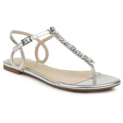 Best Sale 🎉 Jewel Badgley Mischka 👩 Womens Ankle Strap Open Toe Flip-Flops 👏