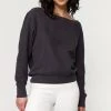 Cheap 😉 Spiritual Gangster 👩 women Vida Off Shoulder Sherpa Sweatshirt in Vintage Black 💯