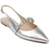 Budget 🥰 Jewel Badgley Mischka Bambi 👩 Womens 🧥 Coated Ankle Stap Pointed Toe Flats 🎁