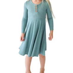 Coupon 🔥 kids Posh Peanut Waffle Henley Twirl 👗 Dress 👍