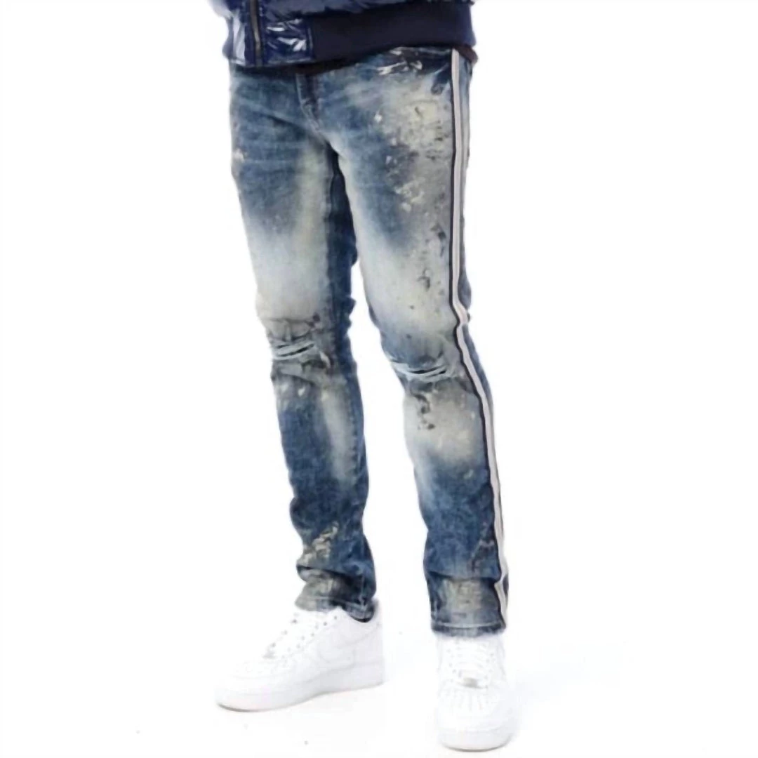 Outlet ❤️ Jordan Craig Men'S Sean Sugar Hill Striped Denim Jean in London Blue ⭐ 3 Outlet ❤️ Jordan Craig Men'S Sean Sugar Hill Striped Denim Jean in London Blue ⭐