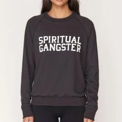 Outlet ⌛ Spiritual Gangster 👩 women Varsity Old School Sweatshirt In Vintage Black ⭐