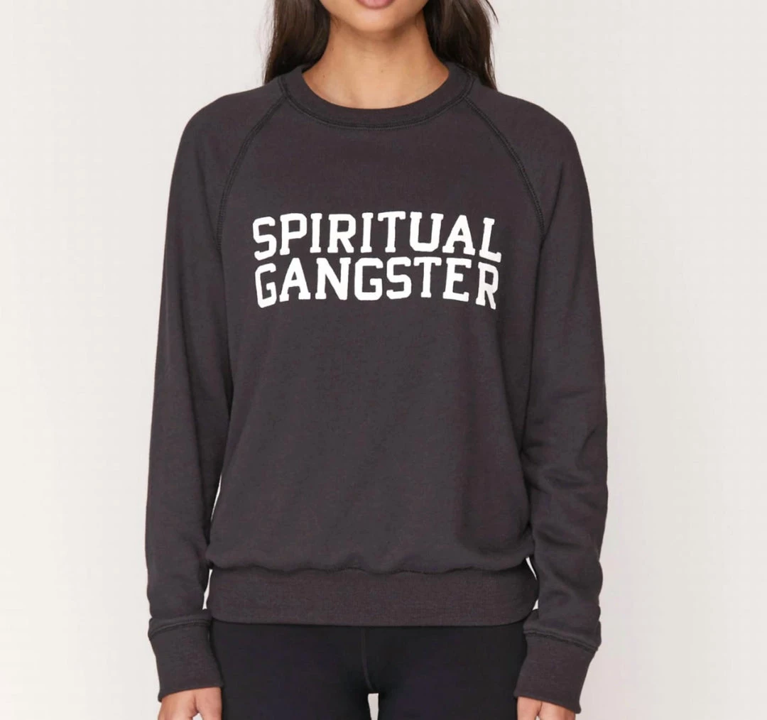 Outlet β Spiritual Gangster π© women Varsity Old School Sweatshirt In Vintage Black β 3 Outlet β Spiritual Gangster π© women Varsity Old School Sweatshirt In Vintage Black β