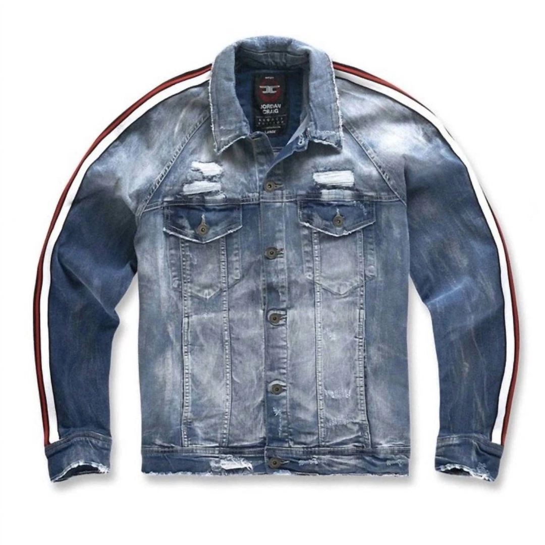 Coupon β Jordan Craig Men'S Jean Jacket Grand Prix Striped Red in Aged Wash 𧨠3 Coupon β Jordan Craig Men'S Jean Jacket Grand Prix Striped Red in Aged Wash π§¨