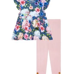 Discount β€οΈ kids Posh Peanut Blanche Ruffled Peplum Top & Legging Set π