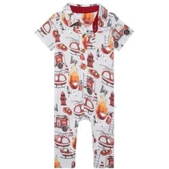Cheapest ❤️ kids Posh Peanut Firemen Henley Long Romper ⭐