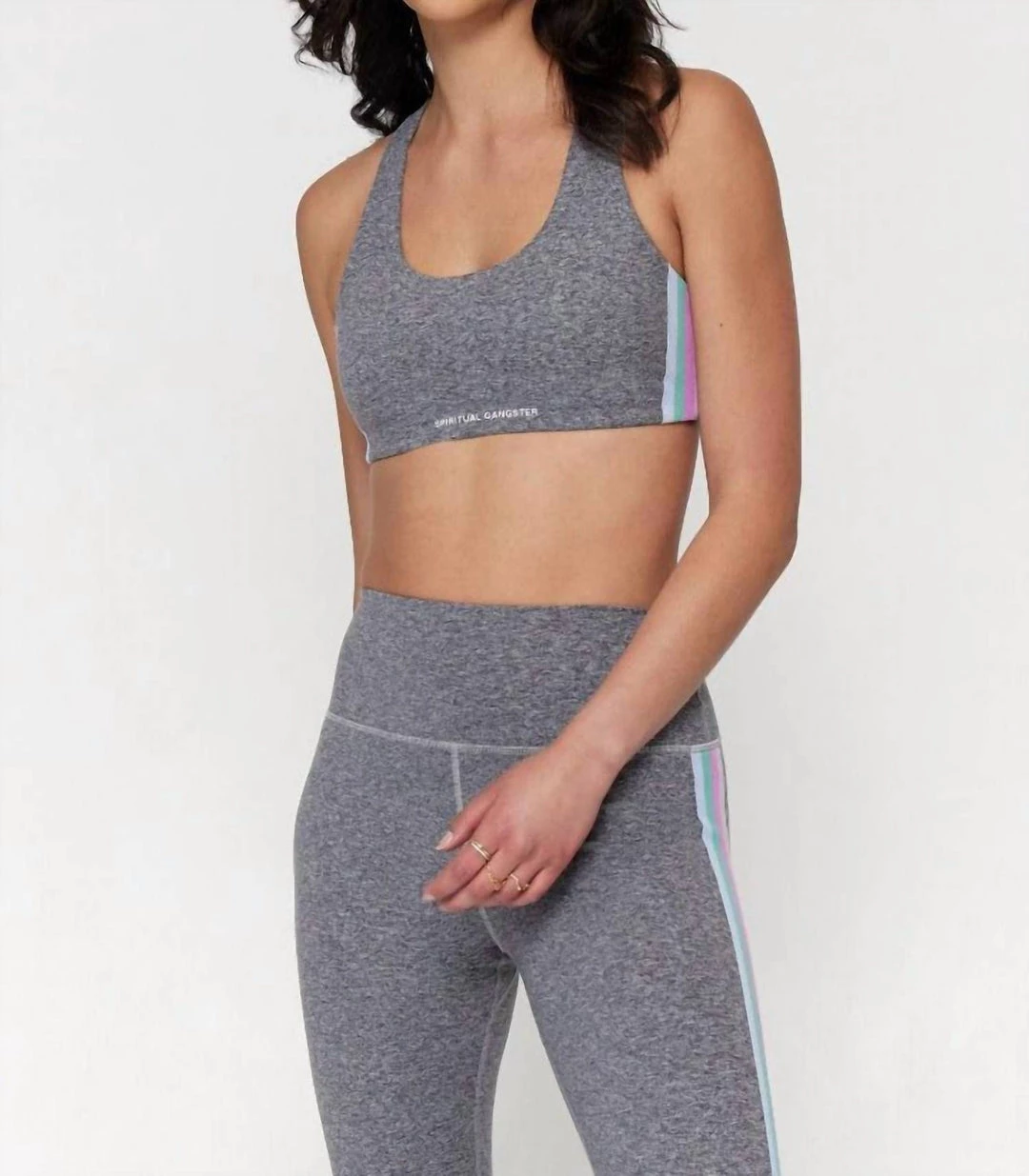 Promo π Spiritual Gangster π© women Studio Tech Jersey Sports Bra in Heather Grey π 5 Promo π Spiritual Gangster π© women Studio Tech Jersey Sports Bra in Heather Grey π - Image 3